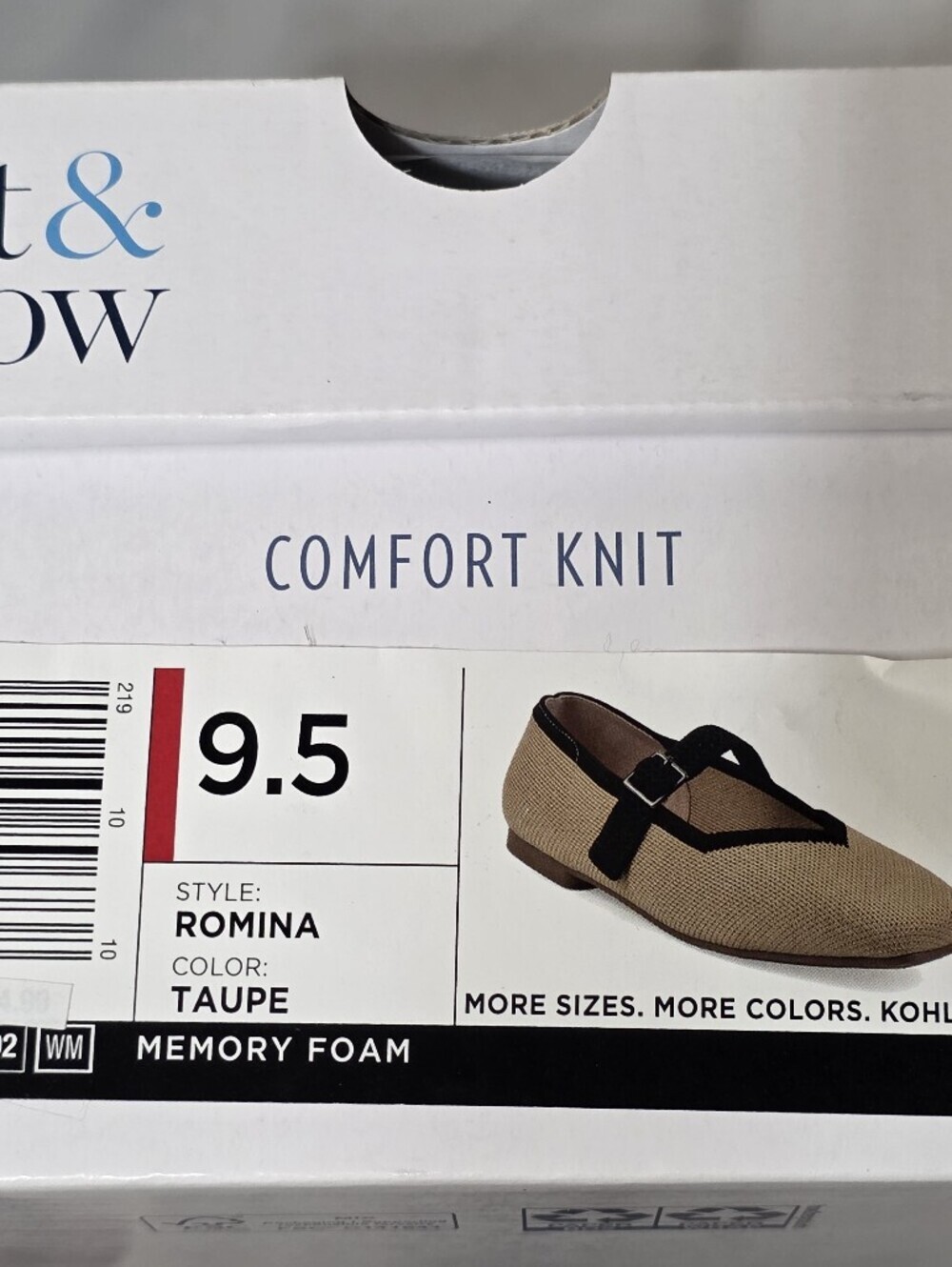 croft & barrow Romina Taupe Comfort Knit Square Toe Mary Jane Flats Size 9.5 - Picture 10 of 12